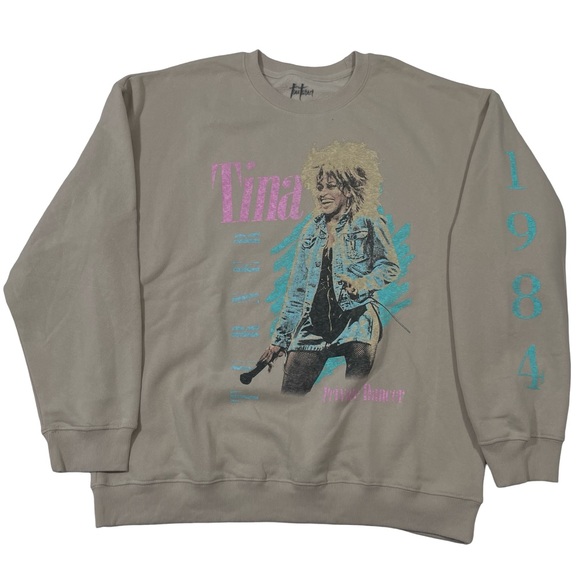 2024 Tina Turner 1984 Size XL Tan Crewneck Sweatshirt (Retail $45) - Picture 1 of 4